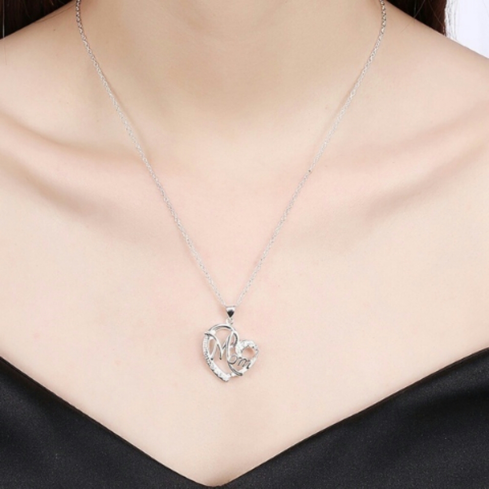 Mom Heart Sterling Silver Coated Necklaces